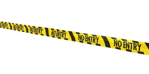 Yellow and Black Striped NO ENTRY Tape Line at Angle