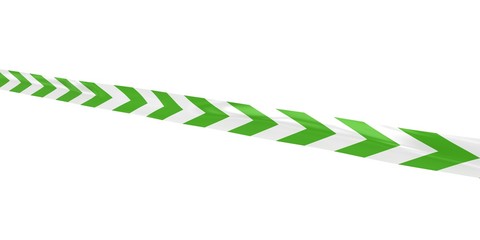 Fototapeta premium Green and White Arrows Tape Line at Angle
