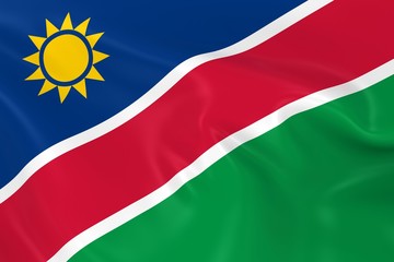 Waving Flag of Namibia - 3D Render of the Namibian Flag with Silky Texture