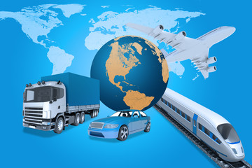 Transport with world map