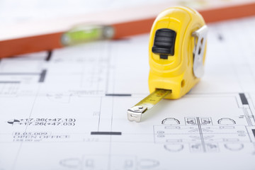 Measuring Tape and Blueprint