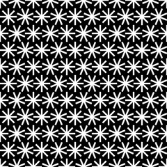 Seamless vector black and white background with decorative snowflakes