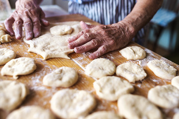 Senior woman baking 