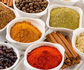 Assortment of powder spices