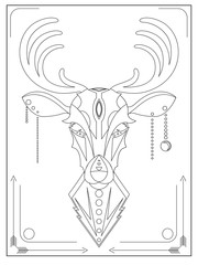 Linear illustration of a deer in the ethnic style of logos