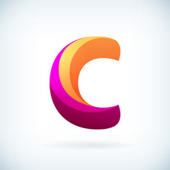 Modern twisted letter c