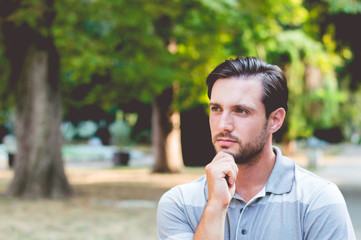 Portrait of a Young Man Thinking