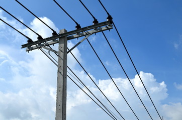 Electricity post/Electricity post on blue sky background.