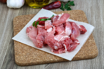 Diced pork meat