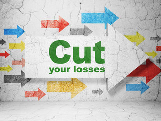Finance concept: arrow with Cut Your losses on grunge wall