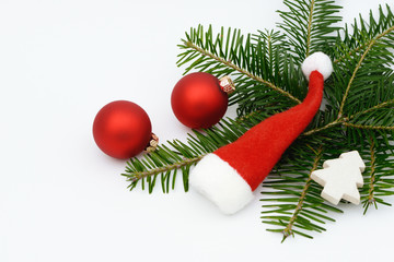 Santa hat and xmas bauble