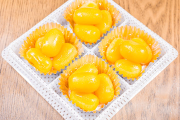 Golden Jackfruit Seeds ,Thai Mung Bean and Egg Yolk Dessert.(Met