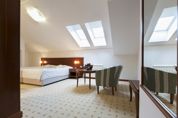 Bedroom interior in loft apartment