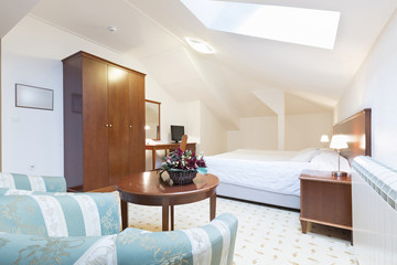 Bedroom interior in loft apartment