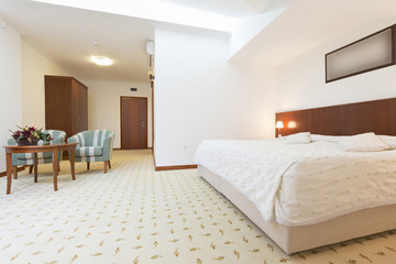 Bedroom interior in loft apartment