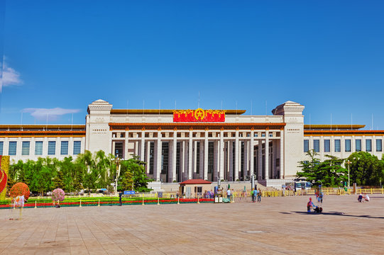 Monument to the People's Heroes on Tian'anmen Square - the third largest square in the world, Beijing.