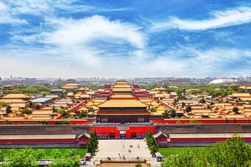 Schilderijen op glas Jingshan Park, panorama hierboven op de Verboden Stad, Peking. © BRIAN_KINNEY