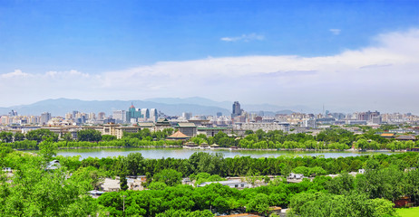 Jingshan Park,panorama above on Beijing city.
