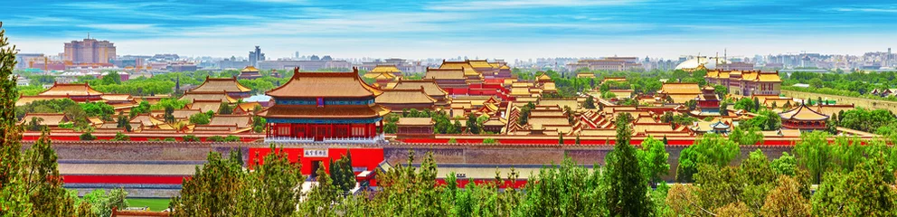 Foto op Plexiglas Jingshan Park, panorama hierboven op de Verboden Stad, Peking. © BRIAN_KINNEY