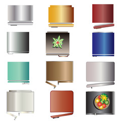 Kitchen equipment , Refrigerators top view set 6 for interior , vector illustration