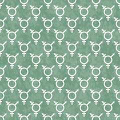 Green and White Transgender Symbol Tile Pattern Repeat Backgroun