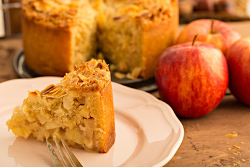 Frischer selbstgemachter Apfelkuchen