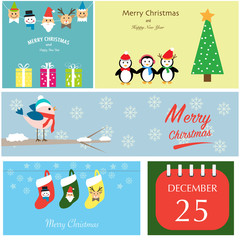 Merry christmas santa claus,reindeer,elf,snowman,penguins,tree,b