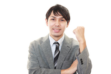 ガッツポーズのビジネスマン