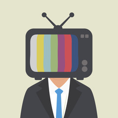 TV on the head of a man