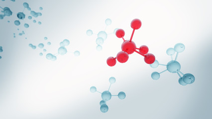 Blue molecule structure 3D illustration