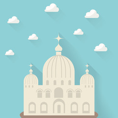 beautiful church against the sky with clouds