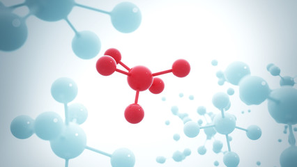 Blue molecule structure 3D illustration