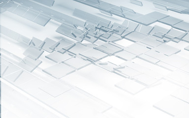 White geometric architectural construction background - 3D render