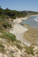 Playas de Tarifa, Cádiz, vistas de campos en el barcos, Estrecho de Gibraltar. Marruecos, 