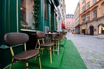 Fototapeta na wymiar Empty street of Stockholm