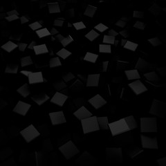 Abstract black cubes geometric background - 3D render