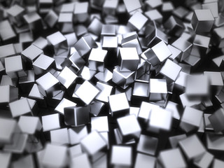 Abstract black cubes geometric background - 3D render