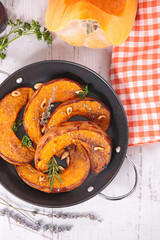 baked pumpkin with herbs