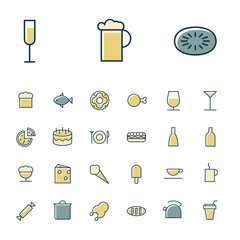 Thin line icons for food and drinks
