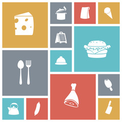 Flat design icons for food