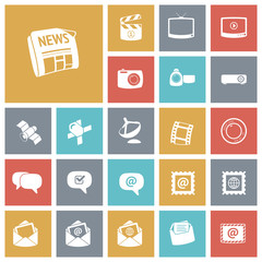 Flat design icons for media