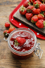 Jar of strawberry jam