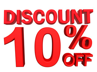 3d illustration - discount  10 percent sign 