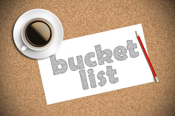 coffee and pencil sketch bucket list on paper