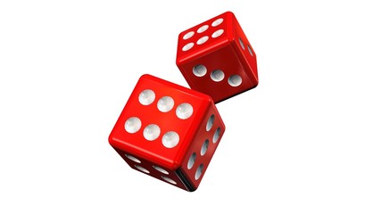 two red Dices - isolated on white background