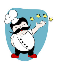 little italian cook or chef with gourmet stars.