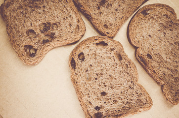crsip cocoa bread on a cardboard background