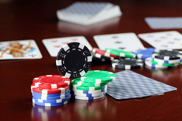 poker chips Cards