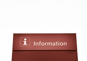 Red information sign on white background - concept image