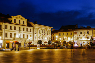 Fototapeta na wymiar Main market square in Wadowice, Poland.